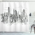 thumbnail image 1 of Ambesonne Modern Shower Curtain, Sketchy NYC Cityscape, 69"Wx84"L, Grey White, 1 of 3