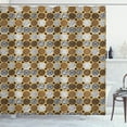 thumbnail image 1 of Ambesonne Modern Shower Curtain, Striped Circles and Dots, 69"Wx75"L, Dark Mustard White, 1 of 4