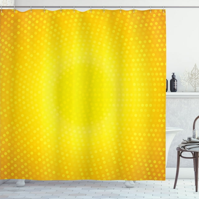 Ambesonne Modern Shower Curtain, Yellow Ombre Circles, 69"Wx75"L, Merigold Yellow