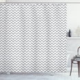 thumbnail image 1 of Ambesonne Modern Shower Curtain, Zig Zag Chevron Waves, 69"Wx84"L, Grey White, 1 of 3