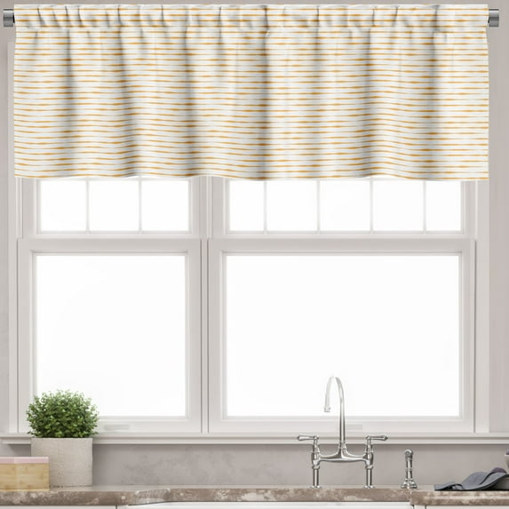 Ambesonne Modern Stripes Valance Pack of 2, Bolt Details Striped, 42"X12", Pale Orange and Multicolor