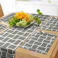thumbnail image 1 of Ambesonne Modern Table Runner & Placemats, Symmetric Bars Motif Pattern, Placemat 4 pcs + Runner 12"x72", Eggshell and Charcoal Grey, 1 of 2