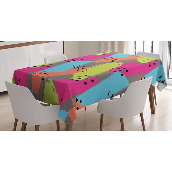 Ambesonne Modern Tablecloth Rectangular Table Cover, Abstract Colors Triangle, 60"x84", Multicolor