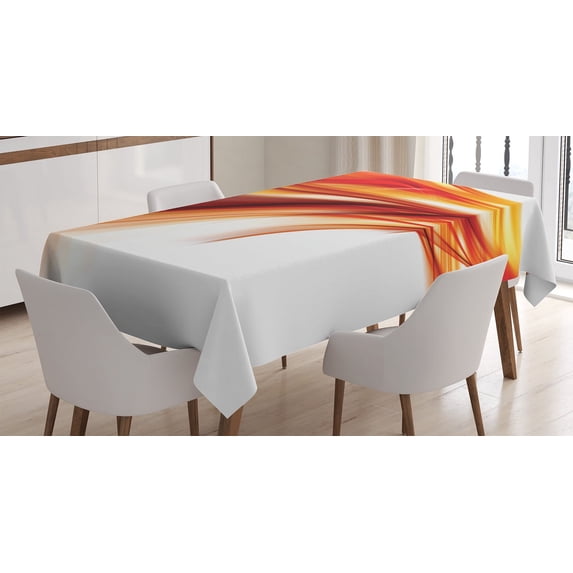 Ambesonne Modern Tablecloth Rectangular Table Cover, Blurred Smock Art Rays, 52"x70", Orange Red