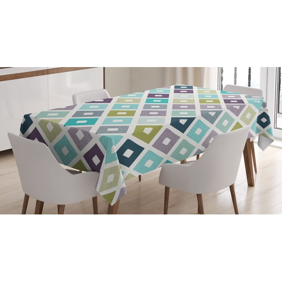 Ambesonne Modern Tablecloth Rectangular Table Cover, Geometrical Triangles, 60"x84", Multicolor