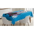thumbnail image 1 of Ambesonne Modern Tablecloth Rectangular Table Cover, Music Elements Graffiti, 52"x70", Blue Fuchsia and Dust, 1 of 4