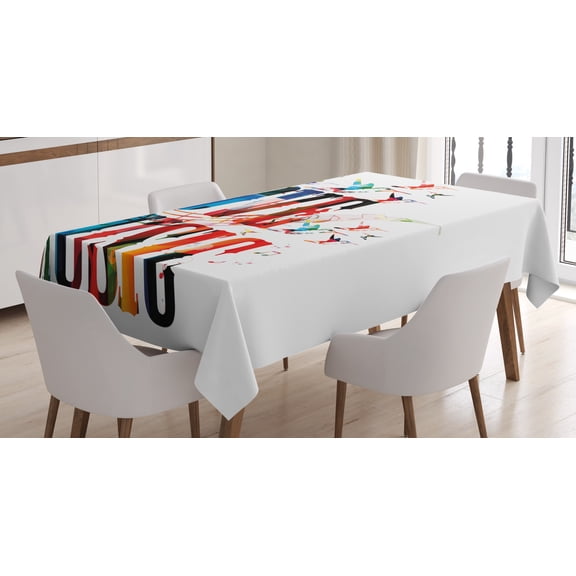 Ambesonne Modern Tablecloth Rectangular Table Cover, Music Theme Grungy, 60"x90", Multicolor