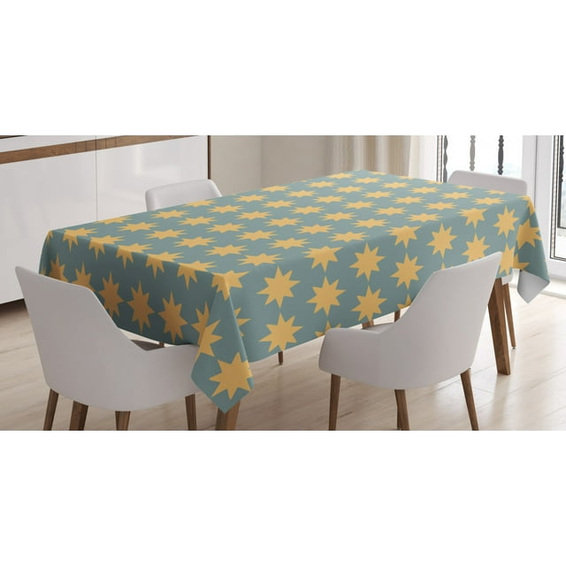 Ambesonne Modern Tablecloth Rectangular Table Cover, Starry Night, 52"x70", Apricot Mustard