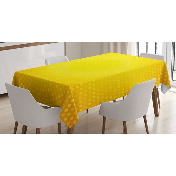 Ambesonne Modern Tablecloth Rectangular Table Cover, Yellow Ombre Circles, 52"x70", Merigold Yellow
