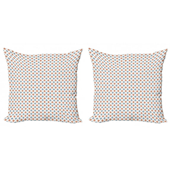 Ambesonne Modern Throw Pillow Cover 2 Pack, Colored Rhombs Borders, 16", White Seafoam and Coral