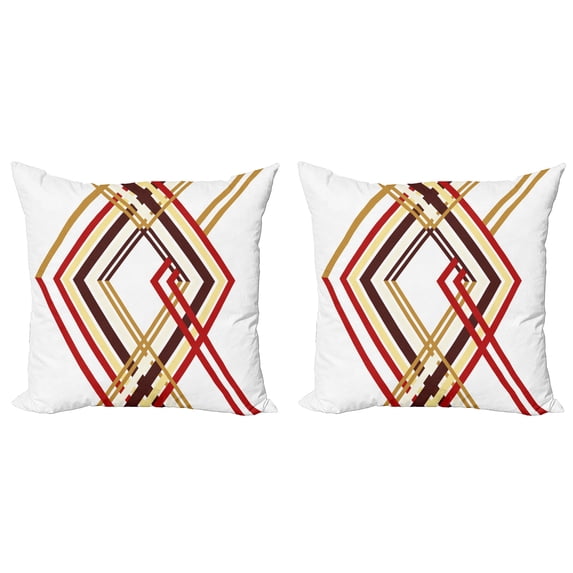 Ambesonne Modern Throw Pillow Cover 2 Pack, Diamond Like Border Line, 18", Caramel Brown