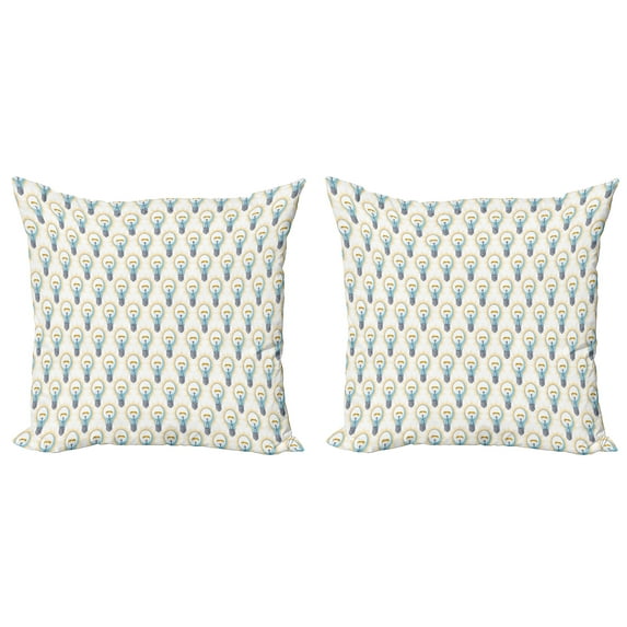 Ambesonne Modern Throw Pillow Cover 2 Pack, Electric Lamp Beams Graphic, 18", Ivory Multicolor