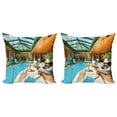 thumbnail image 1 of Ambesonne Modern Throw Pillow Cover 2 Pack, Large Indoor Pool, 18", Green Pale Brown Blue, 1 of 2