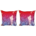 thumbnail image 1 of Ambesonne Modern Throw Pillow Cover 2 Pack, Little Mermaid Face Hair, 16", Red Violet Cream, 1 of 7