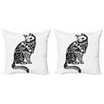 thumbnail image 1 of Ambesonne Modern Throw Pillow Cover 2 Pack, Magic Skull Cat Drawing, 16", Black and White, 1 of 2