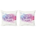 thumbnail image 1 of Ambesonne Modern Throw Pillow Cover 2 Pack, Positive Words Paint, 20", Blue Fuchsia, 1 of 7