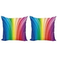 thumbnail image 1 of Ambesonne Modern Throw Pillow Cover 2 Pack, Psychedelic Stripes, 16", Magenta Blue, 1 of 5