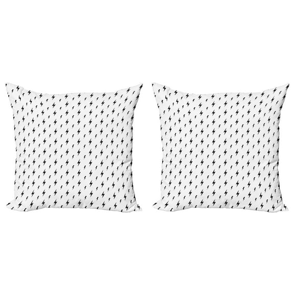 Ambesonne Modern Throw Pillow Cover 2 Pack, Thunderbolt Zig Zag, 16", Black White