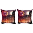 thumbnail image 1 of Ambesonne Modern Throw Pillow Cover 2 Pack, Urban City Night Skyline, 20", Multicolor, 1 of 2