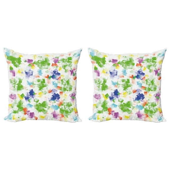 Ambesonne Modern Throw Pillow Cover 2 Pack, Vivid Ornaments, 18", Multicolor
