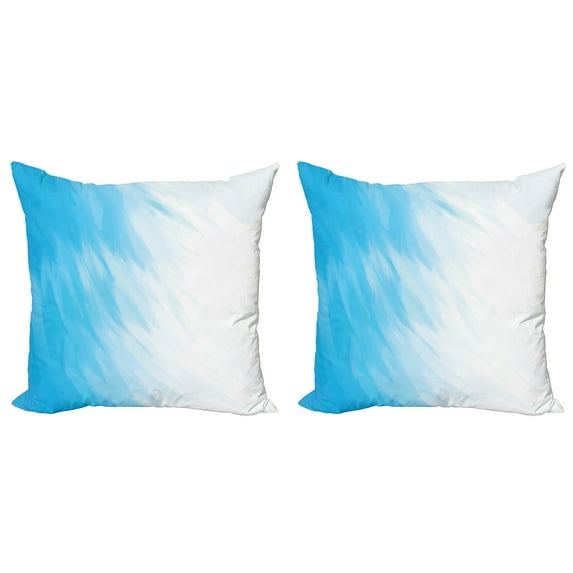 Ambesonne Modern Throw Pillow Cover 2 Pack, Waves Cloudy Sky, 18", Blue White