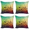 thumbnail image 1 of Ambesonne Modern Throw Pillow Cover 4 Pack, Abstract Bird and Branch, 20", Multicolor, 1 of 5