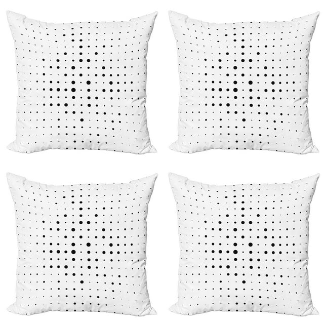 Ambesonne Modern Throw Pillow Cover 4 Pack, Big Little Pop Art Dots, 18