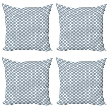 Ambesonne Modern Throw Pillow Cover 4 Pack, Complex Circular Shapes, 18", Slate Blue Blue White