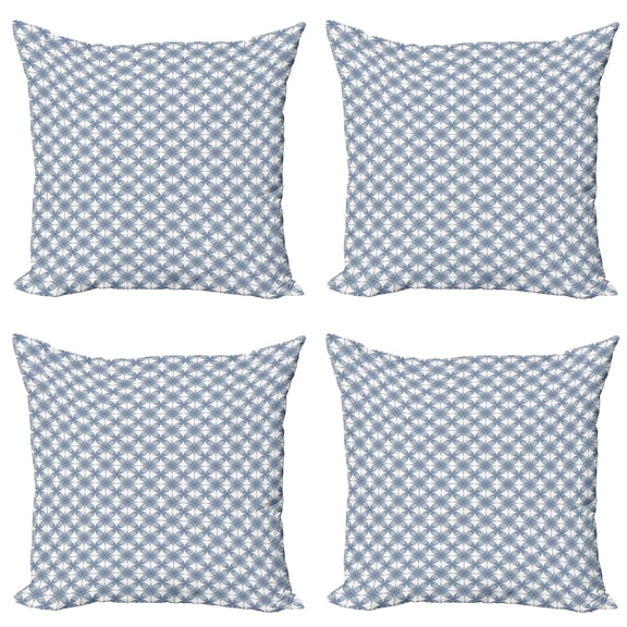 Ambesonne Modern Throw Pillow Cover 4 Pack, Complex Circular Shapes, 18", Slate Blue Blue White