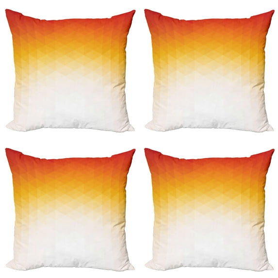 Ambesonne Modern Throw Pillow Cover 4 Pack, Digital Retro Triangle, 16", Orange Yellow Cream