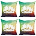 thumbnail image 1 of Ambesonne Modern Throw Pillow Cover 4 Pack, Flamingo Wild Animals, 18", Multicolor, 1 of 5