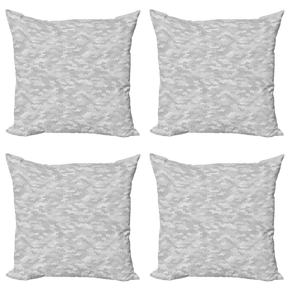 Ambesonne Modern Throw Pillow Cover 4 Pack, Game Like Pattern, 18", White