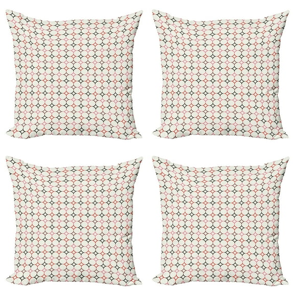 Ambesonne Modern Throw Pillow Cover 4 Pack, Hexagonal Shaped Lines, 20", Multicolor