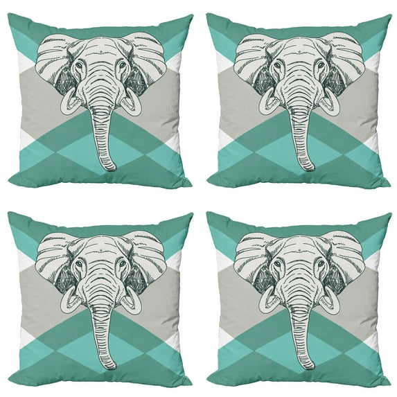 Ambesonne Modern Throw Pillow Cover 4 Pack, Minimalist Boho, 24", Teal Grey
