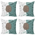 thumbnail image 1 of Ambesonne Modern Throw Pillow Cover 4 Pack, Music Logic Brain Art, 20", White Teal Umber, 1 of 6