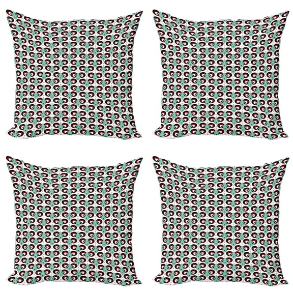 Ambesonne Modern Throw Pillow Cover 4 Pack, Quirky Goat Heads with Horns, 20", Seafoam Vermilion