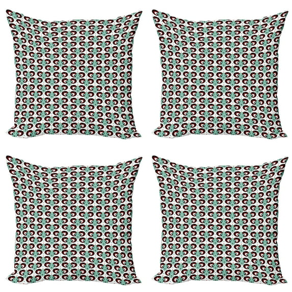 Ambesonne Modern Throw Pillow Cover 4 Pack, Quirky Goat Heads with Horns, 24", Seafoam Vermilion