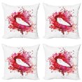 thumbnail image 1 of Ambesonne Modern Throw Pillow Cover 4 Pack, Smiling Woman Lips Effects, 18", Fuchsia and Red, 1 of 6