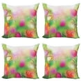 thumbnail image 1 of Ambesonne Modern Throw Pillow Cover 4 Pack, Tulips Urban Graphic, 18", Pink Green, 1 of 6