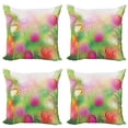 thumbnail image 1 of Ambesonne Modern Throw Pillow Cover 4 Pack, Tulips Urban Graphic, 24", Pink Green, 1 of 6