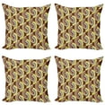 thumbnail image 1 of Ambesonne Modern Throw Pillow Cover 4 Pack, Vintage Colorful Rounds, 18", Lilac Purple and Cocoa, 1 of 5