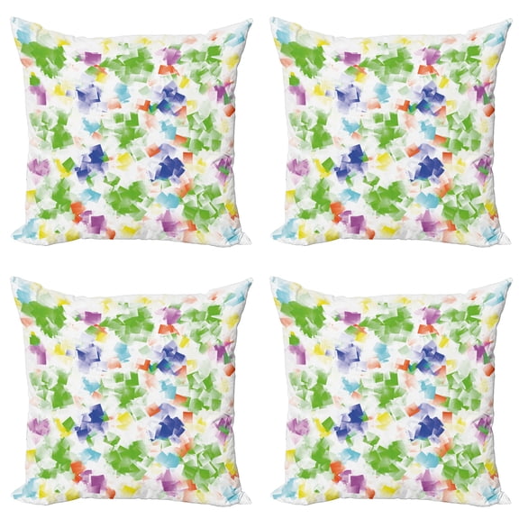 Ambesonne Modern Throw Pillow Cover 4 Pack, Vivid Ornaments, 20", Multicolor