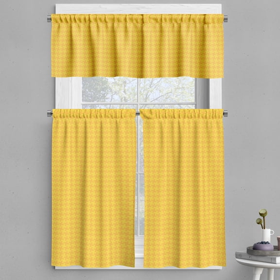 Ambesonne Modern Valance & Curtain, Classic Summer Tone Abstract, 55"x45", Earth Yellow Mustard