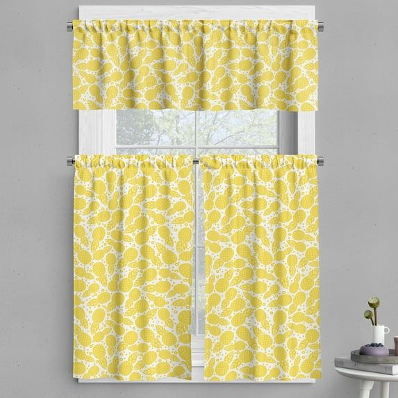 Ambesonne Modern Valance & Curtain, Pineapple Fruit, 55"x45", White and Yellow