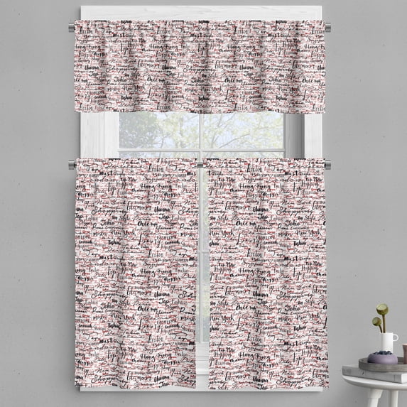 Ambesonne Modern Valance & Curtain, Popular Fashion Words, 55"x45", Red Black and White