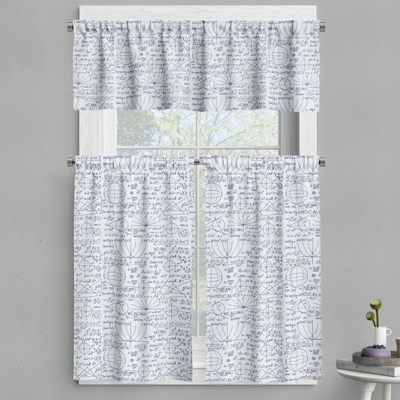 Ambesonne Modern Valance & Curtain, Student Geometry, 55"x45", Dark Purple and White