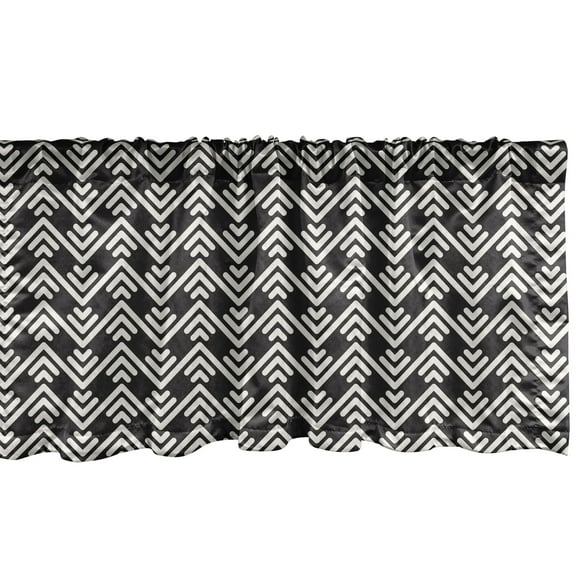 Ambesonne Modern Valance Pack of 2, Chevron Like Pattern Art, 42"X12", Charcoal Grey and White