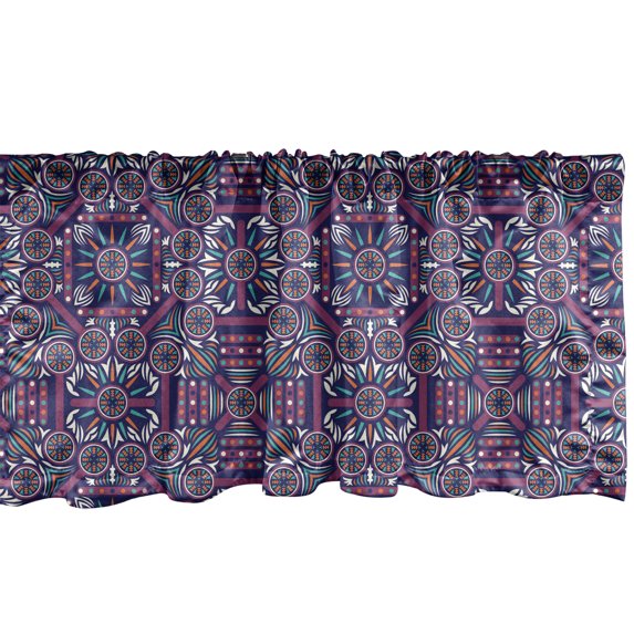 Ambesonne Modern Valance Pack of 2, Contemporary Floral Trippy, 42"X12", Dried Rose Indigo Seafoam