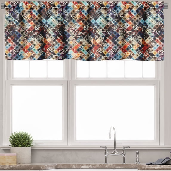 Ambesonne Modern Valance Pack of 2, Paisley Spots, 42"X12", Multicolor