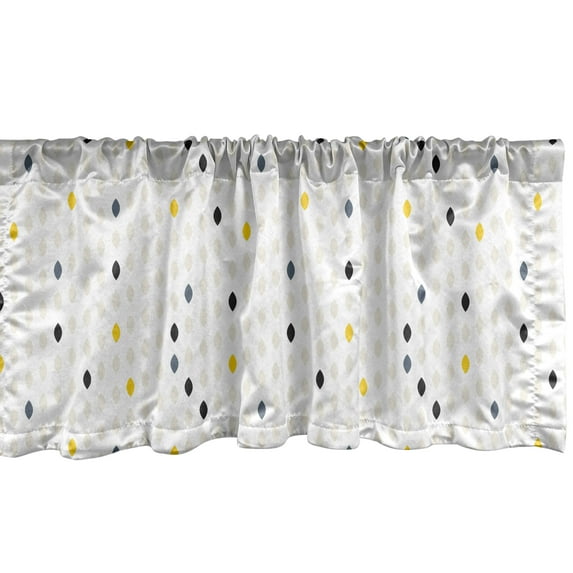 Ambesonne Modern Valance Pack of 2, Polka Dots Geometric, 42"X12", Yellow White Grey